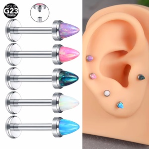 Bijou de corps en titane G23 avec opale, piercing d'oreille tragus, hélix, labret, filetage interne, plaqué <span class=keywords><strong>or</strong></span>, 16G 14G, pour femmes - Product Image 4