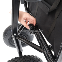 Chariot de pêche pliable robuste KNADY en métal et plastique, conteneur à roulettes, roues pneumatiques, conception à quatre roues, porte-cannes, capacité de charge de 150 kg