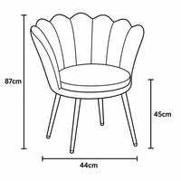 Fauteuil d'appoint design Pétale Lotus Shell avec pieds en métal style Mid-century, rembourré en velours, moderne, pour salon de beauté, bureau à domicile, bar à domicile, salle à manger, parc