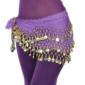 158 coins Indian Dance Waist Chain arabic hip scarf Belly Dance Costume Performance Wear for woman
