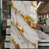 Panneau mural en PVC imperméable en plastique marbré UV, feuille de plastique stratifiée pour intérieur, feuille de marbre UV