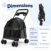 Poussette pliable légère en métal Zheng Xin pour chats et petits chiens - Modèle G09, chariot pour les sorties
