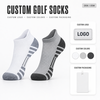 Chaussettes de golf respirantes et écologiques avec talon et bout rembourrés, couture en Y, bande de soutien de la voûte plantaire, motif tricoté, revers automne, antidérapantes, pour hommes et femmes