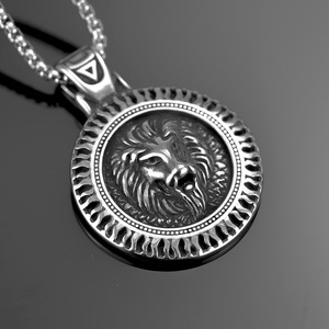 Yunnique-collar con colgante de cabeza de león para hombre, de acero inoxidable, con temática de animales, regalo, joyería - Product Image 2