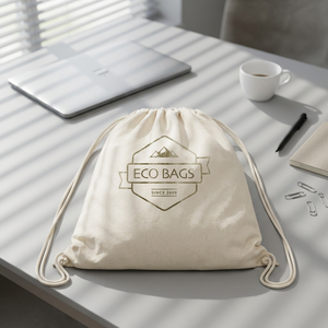 Plain White Canvas Drawstring <b>Backpack</b> Eco-Friendly Unisex Lightweight Reusable <b>Gym</b> Sports Travel School Bag Adjustable Strap - Product Image 5