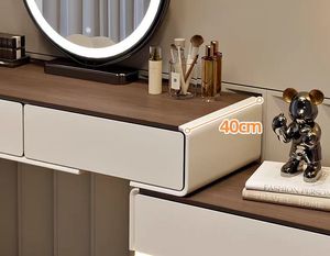 Tocador de maquillaje de madera blanca con 5 cajones de almacenamiento - Product Image 2