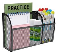 Organisateur de bureau magnétique à 3 compartiments, porte-stylos en maille métallique pour casier, tableau blanc, réfrigérateur, bureau, violet