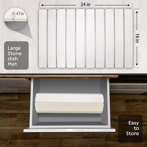 Large Stone Dish <b>Drying</b> <b>Mats</b> for <b>Kitchen</b> Counter Quick Dry Collapsible Dish Eco-Friendly Absorbent Diatomaceous Earth <b>Mats</b> - Product Image 3