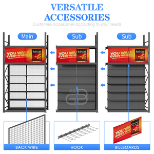 Custom Member Supermarket Shelves Heavy Duty Warehouse Rack and Supermarket Shelf Match Black <strong>Gondola</strong> <strong>Shelving</strong> - Product Image 2
