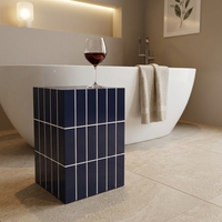 Ensemble de tables d'appoint en métal en forme de cube mosaïque artistique, empilables, avec revêtement antirouille, pour salle de bain, salon, appartement