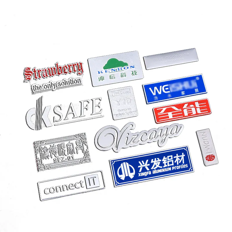 Desain baru pelat nama aluminium tanda Anodized tanda penunjuk Kuningan Baja tahan karat Label aset Logo logam