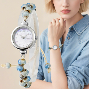 <span class=keywords><strong>Bracelet</strong></span> en <span class=keywords><strong>tissu</strong></span> spécial W035 avec <span class=keywords><strong>montre</strong></span> à boîtier rond en alliage traditionnel, montres pour femmes, mode et élégance, montres à quartz - Product Image 1