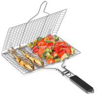 Panier de barbecue pliable en acier inoxydable, filet rectangulaire pour légumes et poisson, facile à utiliser, outil de barbecue au charbon de bois pour l'extérieur