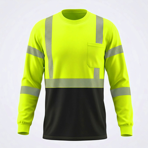 Chemise <span class=keywords><strong>de</strong></span> sécurité réfléchissante haute visibilité à manches longues, vêtements <span class=keywords><strong>de</strong></span> <span class=keywords><strong>travail</strong></span> haute visibilité classe 2, support <span class=keywords><strong>de</strong></span> logo personnalisé pour la construction - Product Image 1