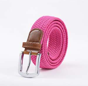 पुरुष महिला एडजस्टेबल ब्रेडेड खिंचाव चमड़े के लोचदार कपड़े बेल्ट - Product Image 2