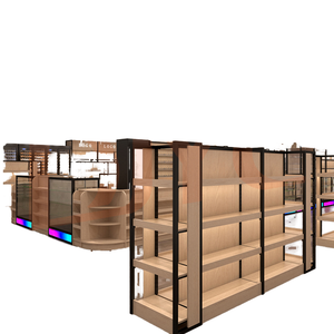 رفوف جندولا تجارية بالجملة، رفوف عرض للمتاجر، رف عرض خشبي اللون للبيع - Product Image 1