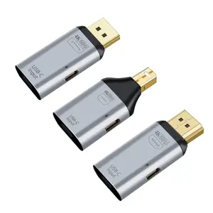 Adaptor USB TYPE-C perempuan Ke DP/mini DP/HDTV 4K adaptor koneksi video HD dengan PD100W saklar dukungan pengisian daya Cepat