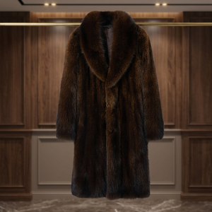 Manteau d'hiver réversible imperméable en fourrure pour homme, col en V, luxe, manches longues, mi-longueur, grand revers, service OEM - Product Image 2