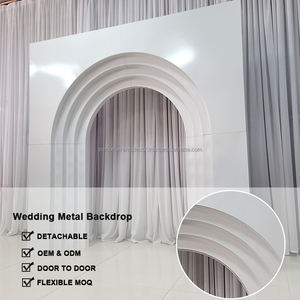 Suave nuevo diseño conjunto de 5 arco de boda de Metal blanco soporte de fondo de arco de Metal multicapa para decoración de escenario de boda - Product Image 2