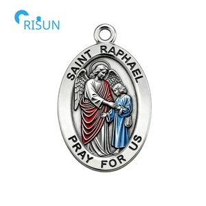 Collier personnalisé avec pendentif religieux Saint Raphaël l'Archange, médaille, médaillon, médaille personnalisée de Saint Raphaël - Product Image 4