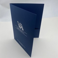 Carpeta de Presentación Corporativa Personalizada en Papel Ecológico Azul Marino con Estampado en Caliente Plateado, Portadocumentos de Oficina