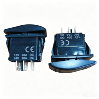 Interrupteur à bascule étanche IP65 6 broches ON-OFF-ON DC12V/24V, sans voyant lumineux avec couvercle noir, pour bateau, camping-car, marine, camion, moto