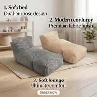 Canapé d'angle compressible en forme de L, petit canapé nuage pliable en velours côtelé en forme de tofu, gain de place pour petit appartement, balcon, hôtel