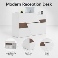 Comptoir de caisse moderne de luxe multi-niveaux en bois avec cloison de rangement, durable, écologique et convertible pour hôpitaux, supermarchés et hôtels