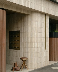 Mosaïque de carreaux en travertin beige naturel Perfectstone, à rainures concaves, en forme de bande, pierre 3D pour la décoration murale de villas et d'hôtels - Product Image 5