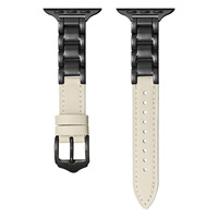 Bracelet de montre en céramique colorée et cuir véritable avec boucle à ardillon pour montres Series 10/9/8