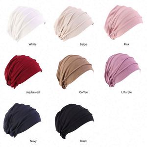Nouveau bonnet snood ample et décontracté pour femme, taille unique, en coton et polyester, idéal pour la chimiothérapie, le sommeil ou comme turban, couleur unie - Product Image 6