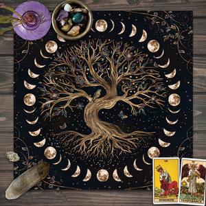 Mantel para Cartas de <span class=keywords><strong>Tarot</strong></span> Árbol de la Vida Paño de Altar Tapete de <span class=keywords><strong>Tarot</strong></span> Astrología Adivinación Mantel para Cartas Tapiz Accesorios de Brujería - Product Image 4