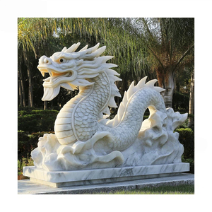 Escultura de Dragón Chino de Mármol para Jardín de Arte Tradicional Oriental - Product Image 3