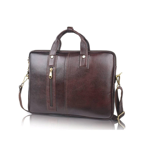 Bolso para portátil de cuero genuino de clase ejecutiva, fabricado con cuero 100% puro, con compartimentos organizados y asas superiores resistentes. - Product Image 6