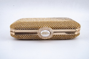 Borsa <span class=keywords><strong>da</strong></span> <span class=keywords><strong>Sera</strong></span> in Cristallo Dorato, Completamente Decorata con Strass e Gemme, Chiusura in Metallo, Elegante Pochette per Feste e Red Carpet - Product Image 4