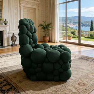 Sofá Individual Esférico de Diseño Único, Sillón Verde Tapizado con Mechones, <span class=keywords><strong>para</strong></span> Dormitorio, Lectura, Club, Decorativo - Product Image 6