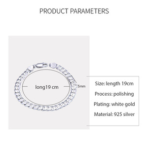 マンヒップホップジュエリー925スターリングシルバーロジウムメッキ6mm/7mm/8mmチェーンキューバチェーンブレスレット - Product Image 6