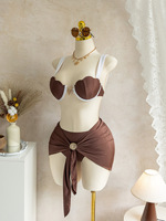 Baju Renang Wanita 3 Potong Tanpa Kawat, Bikini Brazil dan Set Rok Pantai S-XL