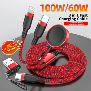 3 in <span class=keywords><strong>2</strong></span> USB C磁気ワイヤレス充電器ケーブル時計用、編組データコードiPhone 17、サムスンS10などの電子製品 - Product Image 3