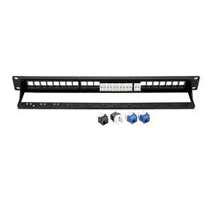 24 Ports Utp Cat6 Keystone Rack Mounted Patch Panel For Networking Rack Cabinets