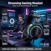 Casque de jeu filaire circum-auriculaire RGB avec commande tactile et son surround Hi-Fi pour audiophiles