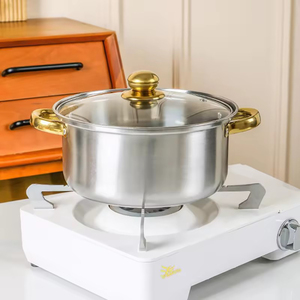 Vàng Xử Lý Binaural Súp Nồi Đặt Thép Không Gỉ Đồ Nấu Nướng Với Lớp Phủ Không Dính Cho Khí Và Bếp Cảm Ứng Cho Nhà Sử Dụng - Product Image 3