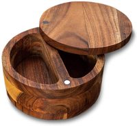 Boîte à épices en bois d'acacia avec couvercle rotatif, compartimentée, pour vente en gros – Boîtes à épices en bois, boîte à biscuits compartimentée