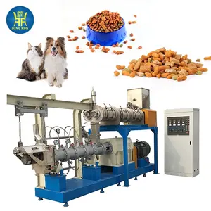 每小时2吨双螺杆挤出机自动粗磨制造机新条件制造的中国宠物食品猫狗饲料