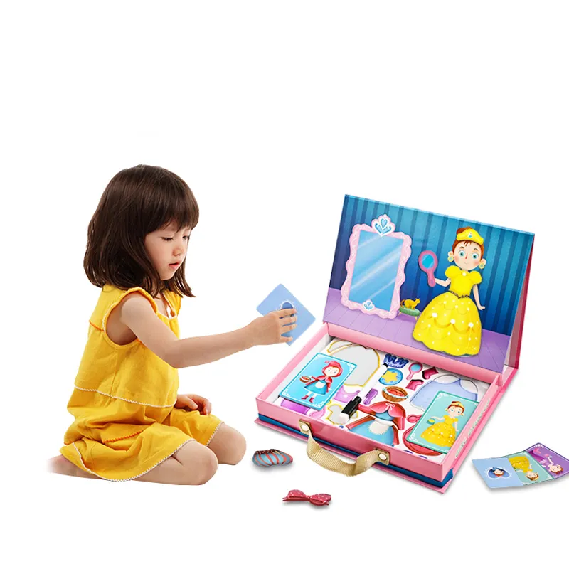 磁気ジグソーパズル漫画ドレスアップフィギュア服変更ゲームインタラクティブブック子供のための教育玩具