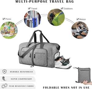 Wholesale Customized Size Lightweight Waterproof Polyester Zipper Closure Foldable Sport <b>Travel</b> <b>Clothes</b> Duffel Storage <b>Bag</b> - Product Image 4