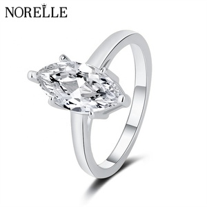 NORELLE Luxuriöser 925 Sterling Silber Pferdeaugen-Moissanit-<span class=keywords><strong>Ring</strong></span> für Damen Edle Schmuckstücke für Verlobung Besondere Anlässe Bague Femme - Product Image 4