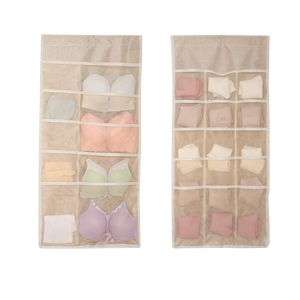 Sous-vêtements sac suspendu poches en maille sac de rangement sous-vêtements soutien-gorge chaussettes coton lin <span class=keywords><strong>tissu</strong></span> pliable placard <span class=keywords><strong>mural</strong></span> <span class=keywords><strong>organisateur</strong></span> suspendu - Product Image 6