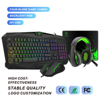 Combo de Juego 4 en 1 a Precio de Fábrica, Teclado y Ratón para Juegos con Cable Retroiluminado, Combo de Auriculares para Oficina en Casa