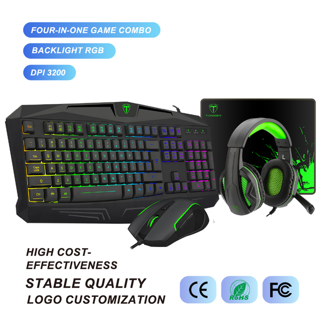 Factory Price 4 in 1 Gaming Combo Backlit Wired Gaming Keyboard and Mouse Headset Combo for Home Office